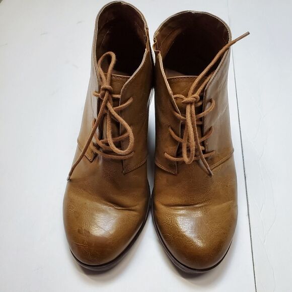 Torrid tan faux leather wedge booties lace up - Picture 4 of 8